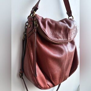 Margot Natalie Leather Fold Over Hobo Crossbody Bag Shoulder Purse